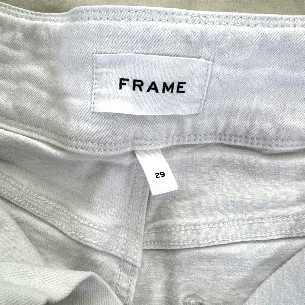 FRAME Le Brigette Blanc White High Rise Belted Utility Denim Shorts Size 29 - Picture 4 of 7